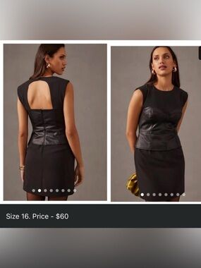 Anthropologie Black Sleeveless Mini Dress with Faux-Leather Bodice